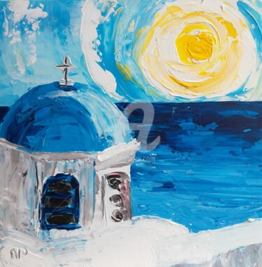 Pintura intitulada "Santorini" por Plakhotnyk Nataliia, Obras de arte originais, Acrílico