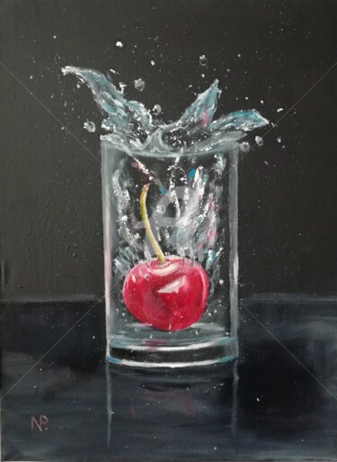 Painting titled "Cherry" by Plakhotnyk Nataliia, Original Artwork, Oil