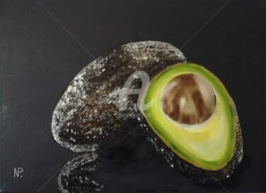 Painting titled "Avocado, still life…" by Plakhotnyk Nataliia, Original Artwork, Oil