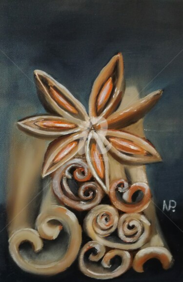Painting titled "Cinnamon" by Plakhotnyk Nataliia, Original Artwork, Oil