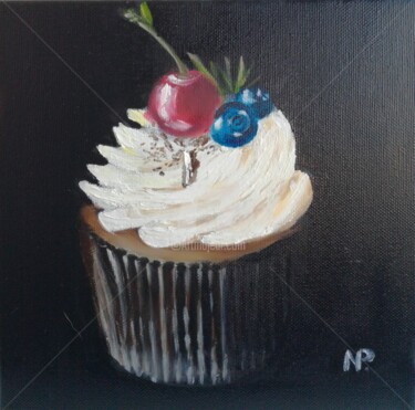 Malerei mit dem Titel "Cupcake" von Plakhotnyk Nataliia, Original-Kunstwerk, Öl