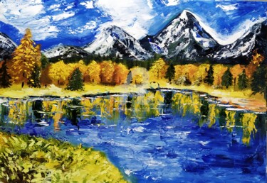 Картина под названием "Autumn landscape" - Plakhotnyk Nataliia, Подлинное произведение искусства, Масло