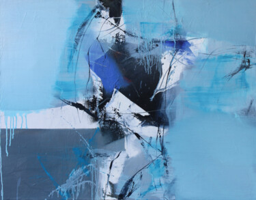 Painting titled "Aqua" by Plamen Bibeschkov, Original Artwork, Oil Mounted on Wood Stretcher frame