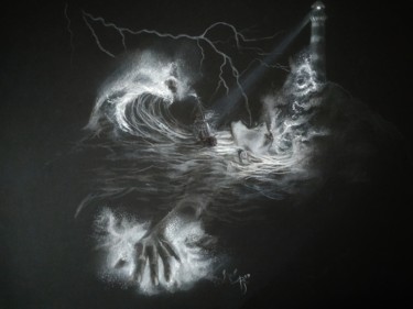 Dessin intitulée "Angry sea" par Plamnah, Œuvre d'art originale, Crayon