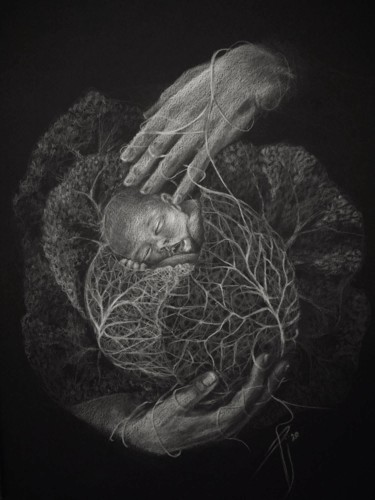 Dessin intitulée "The Life Grower" par Plamnah, Œuvre d'art originale, Crayon