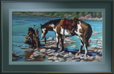 Peinture intitulée "On the River" par Pascal Lampecco, Œuvre d'art originale, Pastel