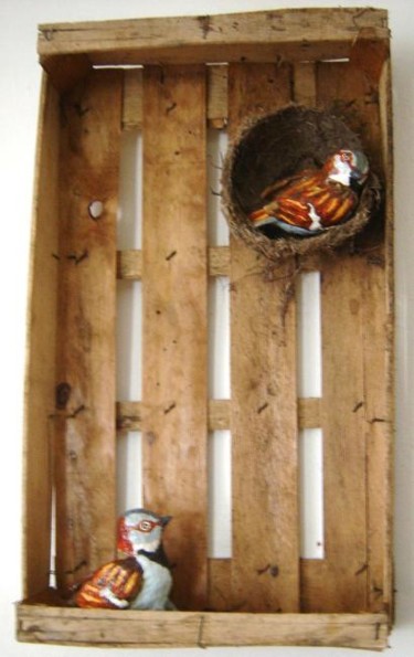 Sculpture intitulée "Cageot oiseaux" par La Plasticerie, Œuvre d'art originale