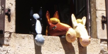 Sculpture intitulée "chevaux à la fenêtre" par La Plasticerie, Œuvre d'art originale