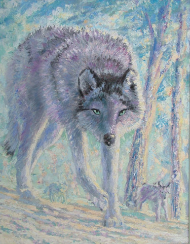 Pittura intitolato "face au loup" da Bob Du Sud, Opera d'arte originale, Acrilico