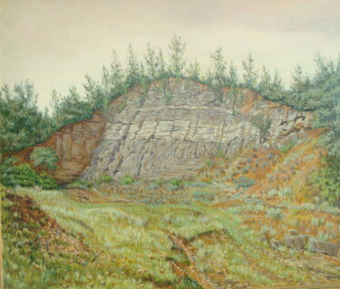 Malerei mit dem Titel "falaise le matin" von Bob Du Sud, Original-Kunstwerk, Öl
