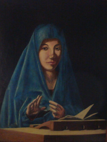 Painting titled "madone au lutrin" by Bob Du Sud, Original Artwork, Oil