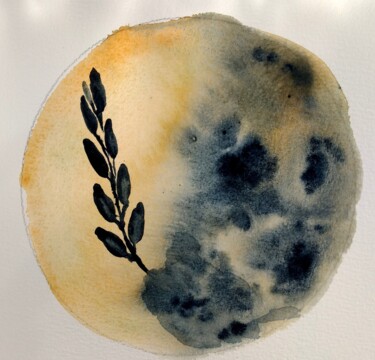 "Lune" başlıklı Tablo Bernadette Grelier tarafından, Orijinal sanat, Suluboya