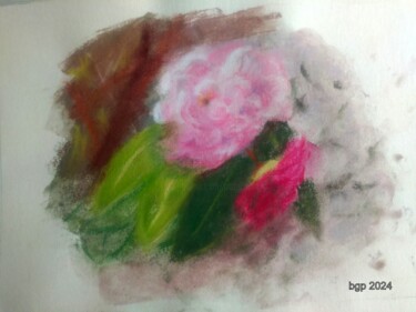 Painting titled "Camelias" by Bernadette Grelier, Original Artwork, Pastel