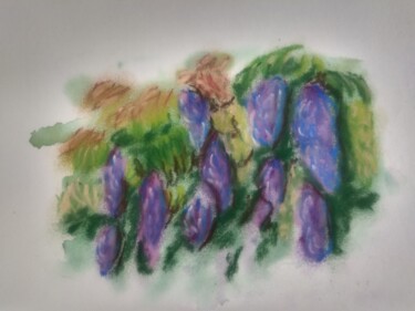 Painting titled "Glycine" by Bernadette Grelier, Original Artwork, Pastel