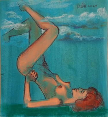 Картина под названием "Ноги в облака" - Galya Platonova, Подлинное произведение искусства, Пастель
