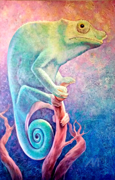 Camaleón Pintura intitulada "Camaleón" por Olga Osintseva, Obras de arte originais, Acrílico