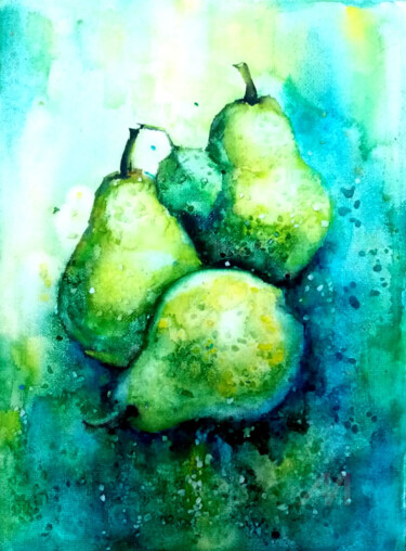 Peras Pintura intitulada "Peras" por Olga Osintseva, Obras de arte originais, Aquarela