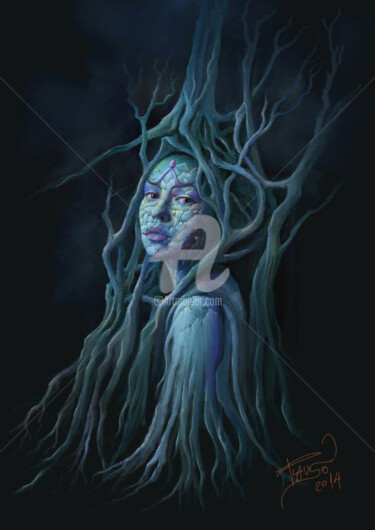 Digital Arts titled "The Hair Tree's" by Plauso Nivo Battistini, Original Artwork, Digital Painting