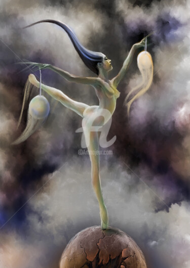 Digital Arts titled "Ballerina con le Pa…" by Plauso Nivo Battistini, Original Artwork, Digital Painting
