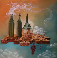 Pittura intitolato "Fumi dell'alcool-1" da Plauso Nivo Battistini, Opera d'arte originale, Olio