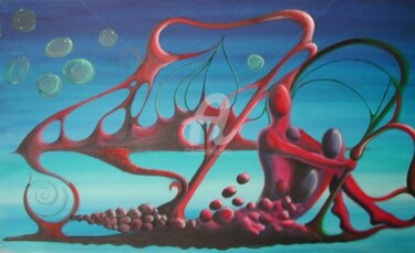 Pittura intitolato "Vogatore Cosmico" da Plauso Nivo Battistini, Opera d'arte originale, Olio