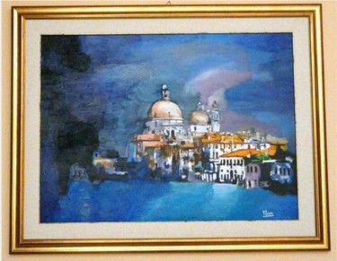 Painting titled "Venezia di notte" by Plean, Original Artwork, Oil