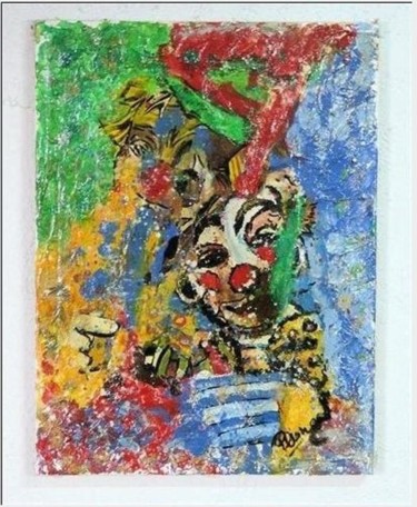 Painting titled "I due pagliacci" by Plean, Original Artwork, Oil