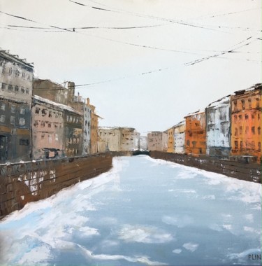 「Winter St-Petersburg」というタイトルの絵画 Полина Куприяноваによって, オリジナルのアートワーク, オイル ウッドストレッチャーフレームにマウント