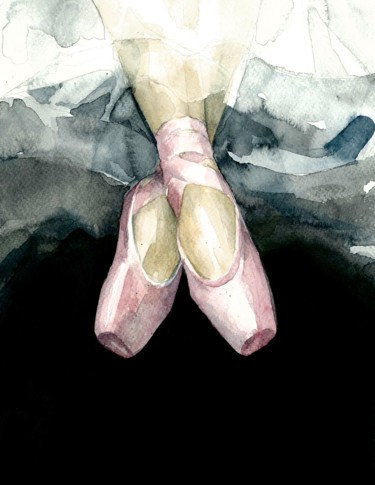Painting titled "The ballerina" by Polina Kupriianova, Original Artwork, Watercolor