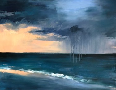 Painting titled "The storm" by Polina Kupriianova, Original Artwork, Oil Mounted on artwork_cat.
