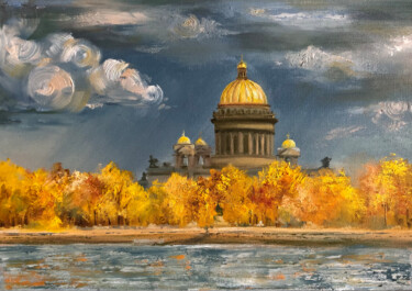 Картина под названием "Autumn Saint Peters…" - Полина Куприянова, Подлинное произведение искусства, Масло Установлен на Дере…
