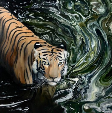 Pintura titulada "Tiger symbol of 202…" por Polina Kupriianova, Obra de arte original, Oleo Montado en Bastidor de camilla d…