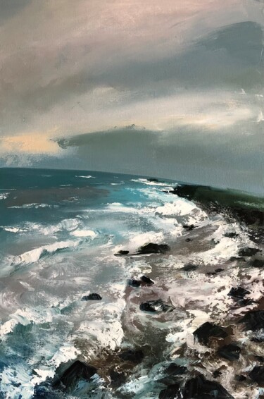 Картина под названием "Freedom oil seascap…" - Полина Куприянова, Подлинное произведение искусства, Масло Установлен на Дере…