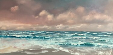 Peinture intitulée "Purple seascape" par Polina Kupriianova, Œuvre d'art originale, Huile Monté sur Châssis en bois