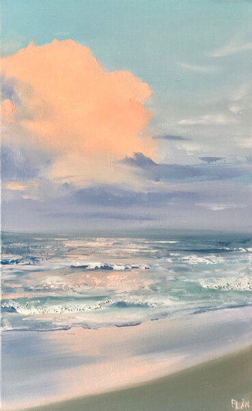 Картина под названием "Peach cloud oil pai…" - Полина Куприянова, Подлинное произведение искусства, Масло Установлен на Дере…