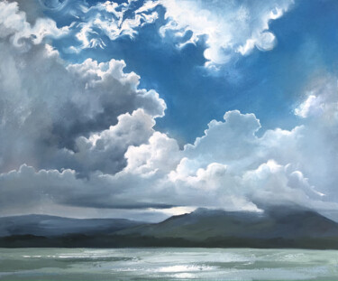 Malarstwo zatytułowany „Volcanic painting n…” autorstwa Полина Куприянова, Oryginalna praca, Olej Zamontowany na Drewniana r…