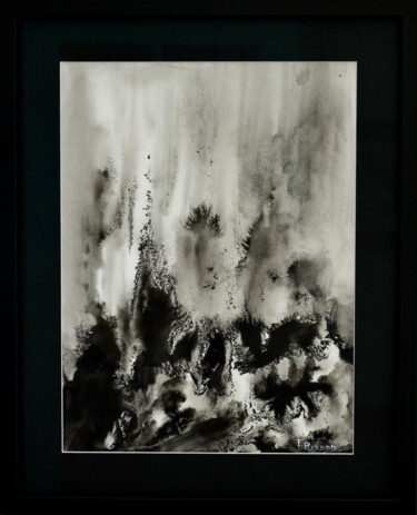 Painting titled "sans titre 2 *verre…" by Fabrice Plisson, Original Artwork, Ink Mounted on Wood Stretcher frame
