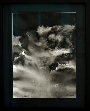 Painting titled "sans titre 5 *verre…" by Fabrice Plisson, Original Artwork, Ink Mounted on Wood Stretcher frame