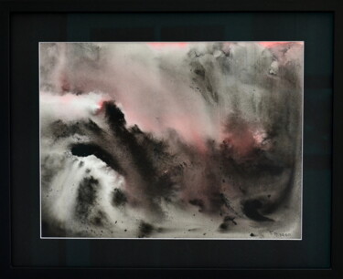 Painting titled "sans titre 7 *verre…" by Fabrice Plisson, Original Artwork, Ink Mounted on Wood Stretcher frame