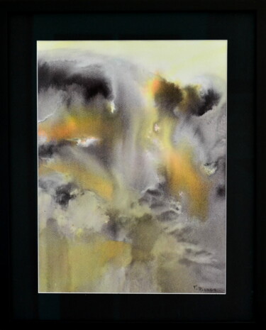 Painting titled "sans titre 8 *verre…" by Fabrice Plisson, Original Artwork, Ink Mounted on Wood Stretcher frame