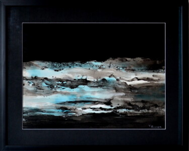 Painting titled "sans titre 11* verr…" by Fabrice Plisson, Original Artwork, Watercolor Mounted on Wood Stretcher frame