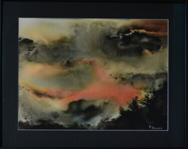 Painting titled "sans titre 18 * ver…" by Fabrice Plisson, Original Artwork, Watercolor Mounted on Wood Stretcher frame
