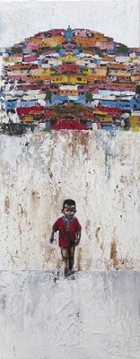 Painting titled "Favelas; los colore…" by Pascaline Lopez, Original Artwork, Oil