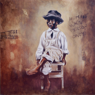 Malerei mit dem Titel "HUMANE PERSON ONLY" von Pascaline Lopez, Original-Kunstwerk, Öl