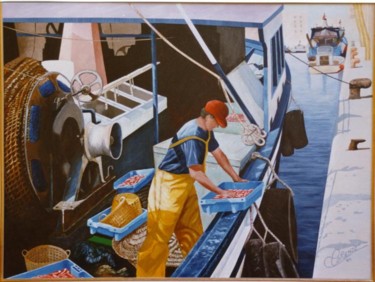 Painting titled "UN PESCADOR DE AMAR…" by Pepe, Original Artwork