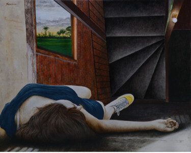 Pintura titulada "Escalier noir" por Plumerand Frédéric, Obra de arte original, Oleo