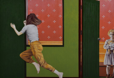Peinture intitulée "Porte verte" par Plumerand Frédéric, Œuvre d'art originale, Huile