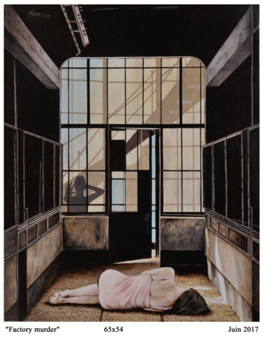 Malarstwo zatytułowany „Factory murder” autorstwa Plumerand Frédéric, Oryginalna praca, Olej