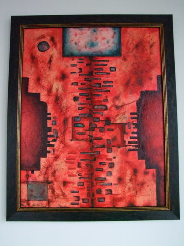 Schilderij getiteld "Red Corset" door Pavel Plzák (Pavel Václav), Origineel Kunstwerk, Olie