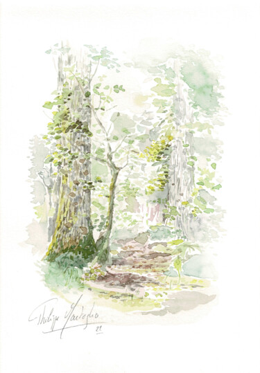 Painting titled "Beuvry-la-forêt For…" by Philippe Martoglio, Original Artwork, Watercolor